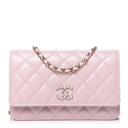Chanel Caviar Quilted Coco Candy Wallet On Chain WOC Light Pink 1 of 12
