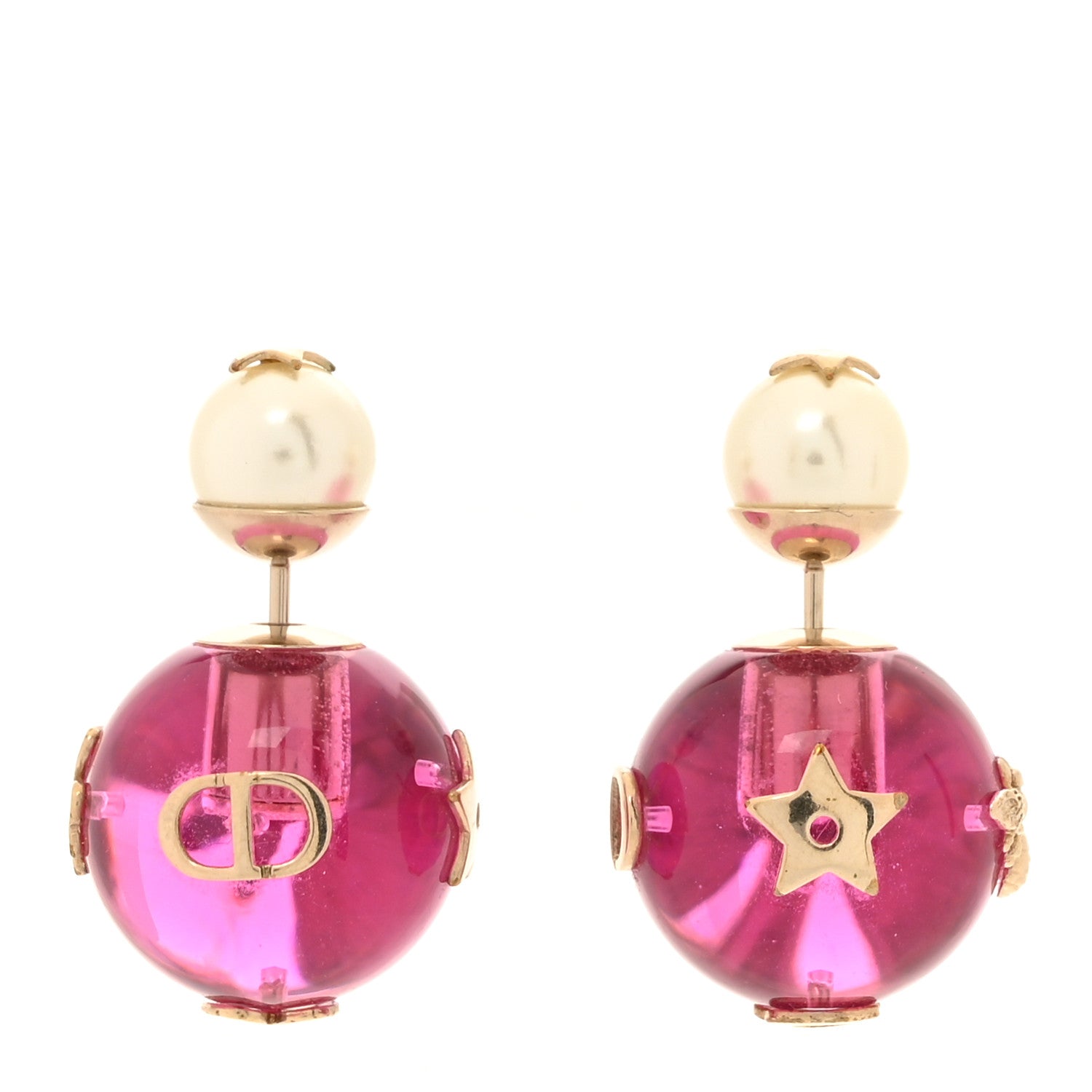 Christian Dior Resin Pearl Dior Tribales Earrings Gold White Transparent Rani Pink 1 of 5