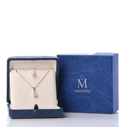 Mikimoto 18K White Gold Diamond Akoya Pearl 6mm Drop Pendant Necklace 7 of 7