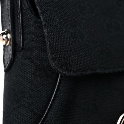 Gucci Monogram Horsebit Web Flap Bag Black Beige 12 of 14