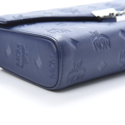 MCM Calfskin Ottomar Monogram Medium Millie Crossbody Bag Navy Blue 9 of 11