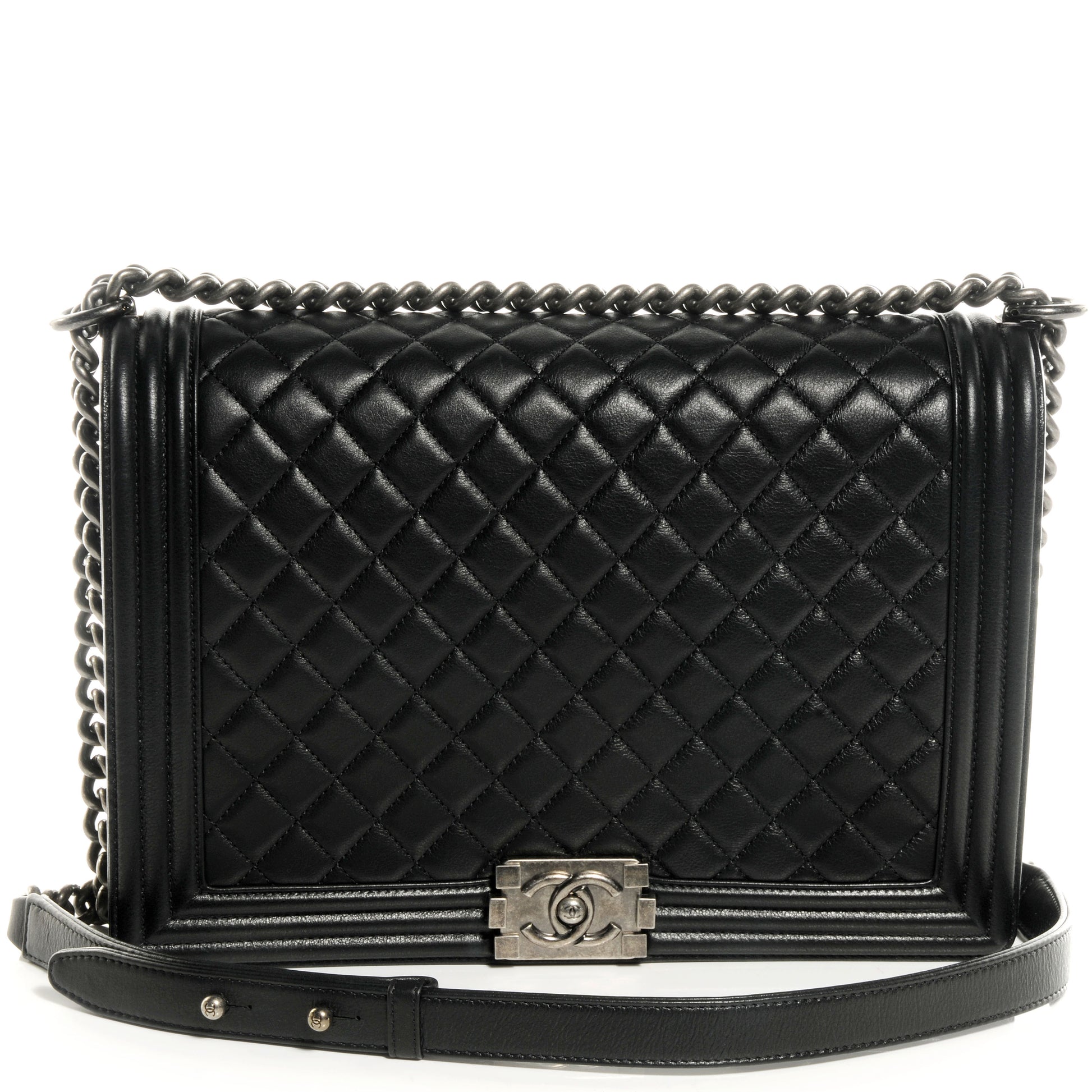 Chanel Lambskin Quilted Large Boy Flap Black 1 of 9