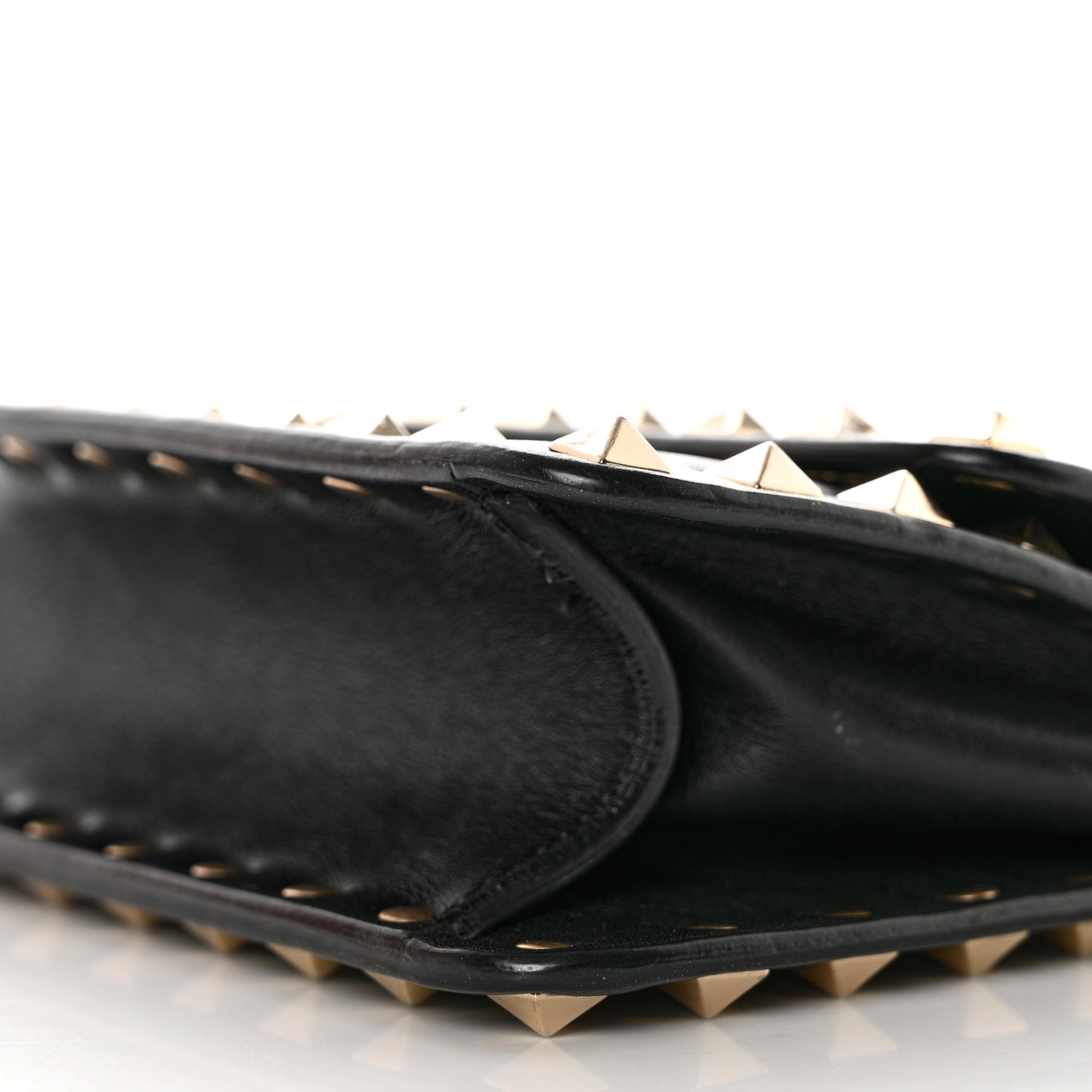 Vitello Mini Rockstud Flap Wallet on Strap Black