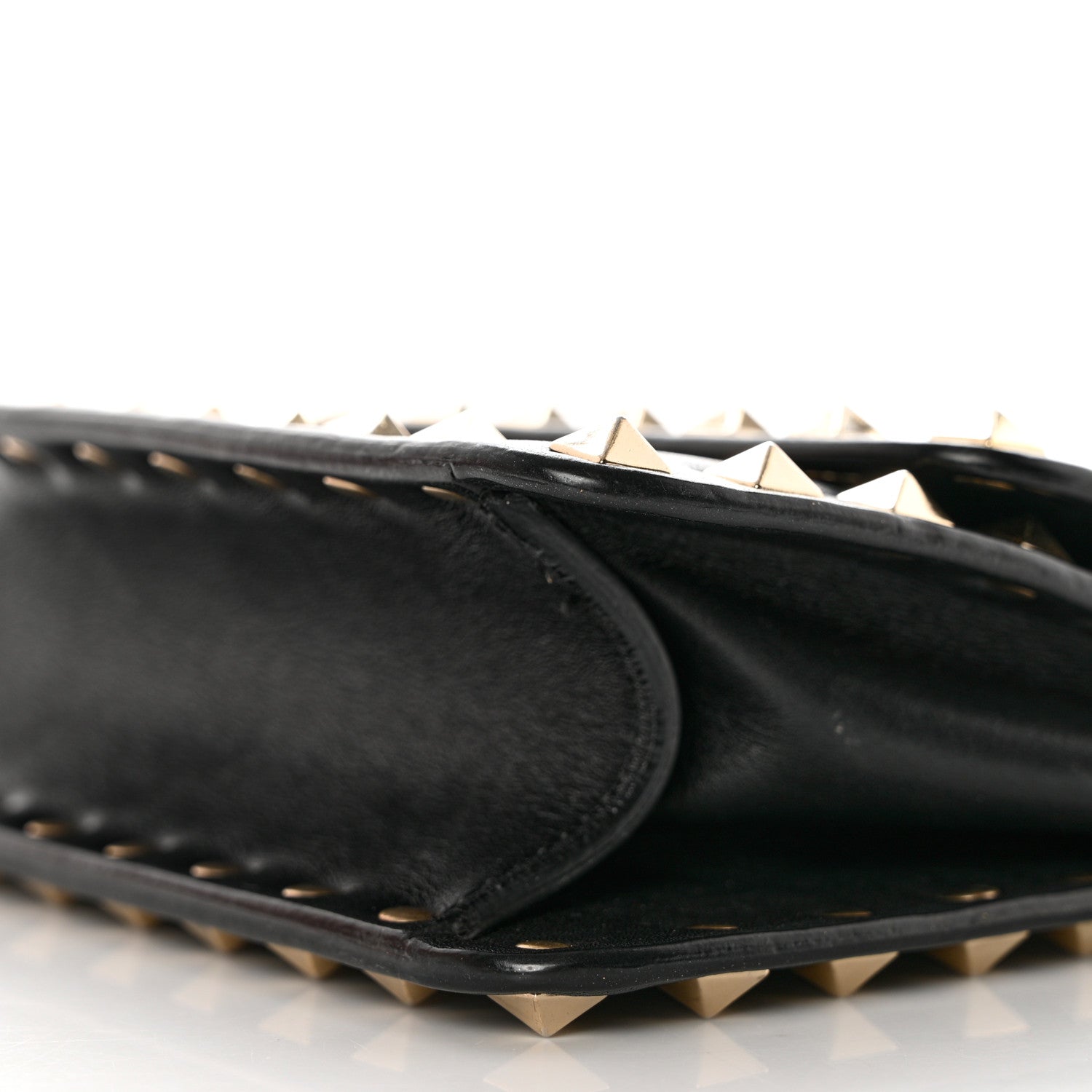 Valentino Garavani Vitello Mini Rockstud Flap Wallet on Strap Black 10 of 12