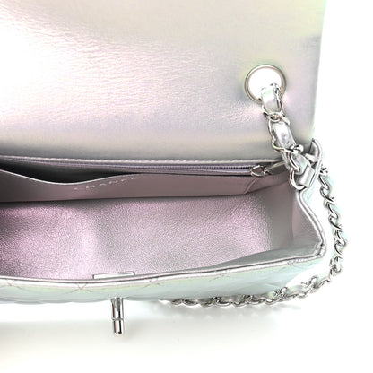 Chanel Iridescent Calfskin Quilted Mini Rectangular Flap Light Purple 6 of 10