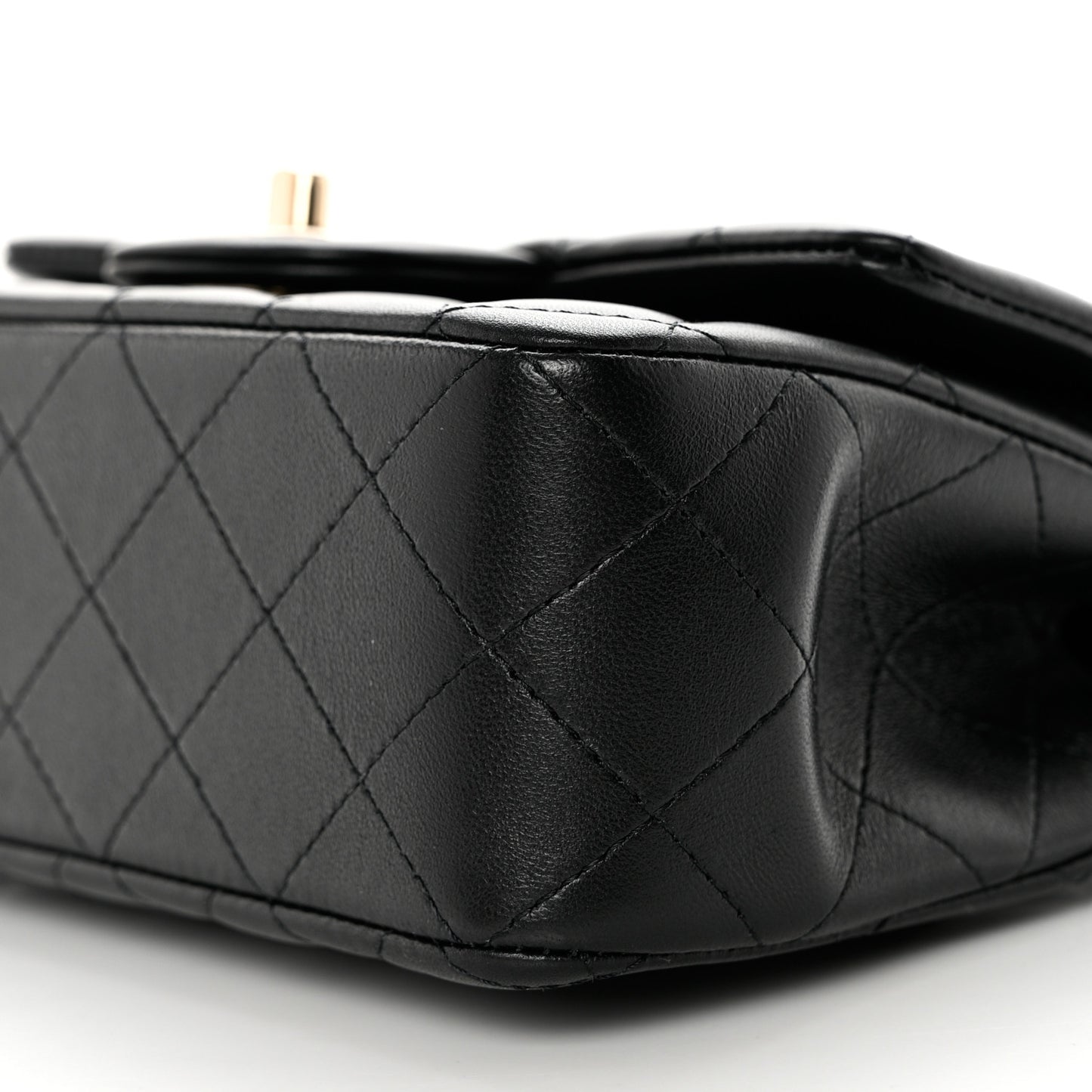 Lambskin Quilted Mini Top Handle Rectangular Flap Black