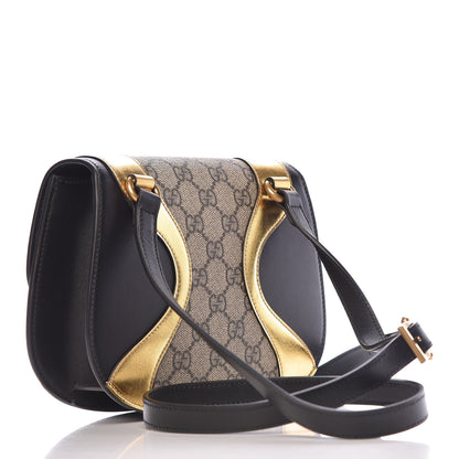 Gucci GG Supreme Monogram Small Osiride Shoulder Bag Black Gold 3 of 13