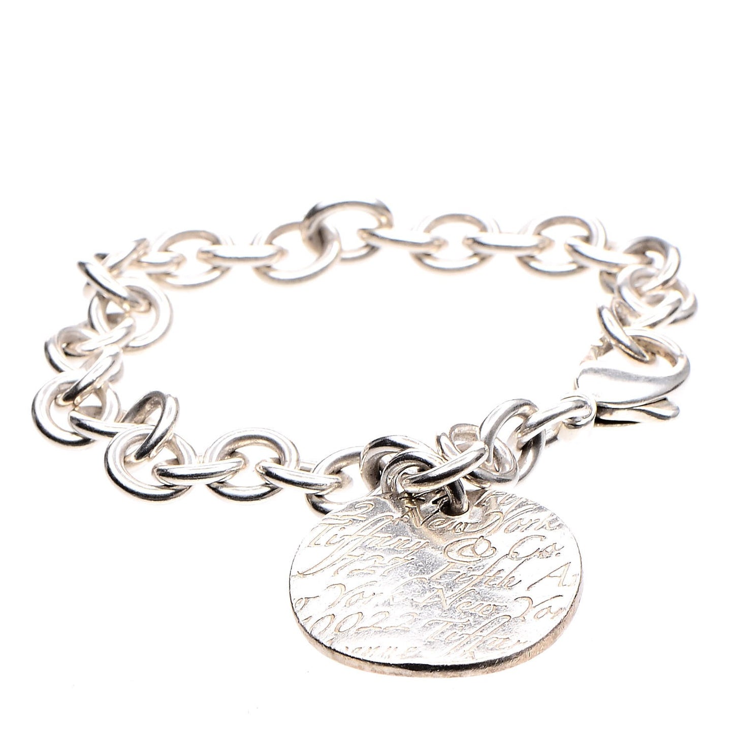 Sterling Silver Notes Round Tag Charm Bracelet