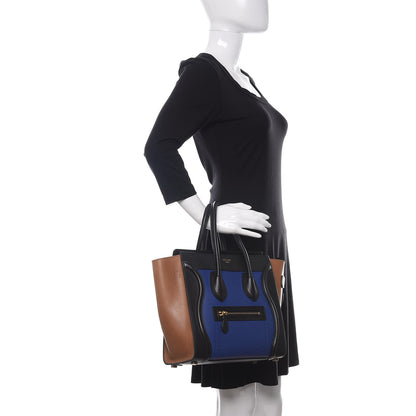 Celine Drummed Calfskin Micro Tri-Color Luggage Indigo 2 of 15