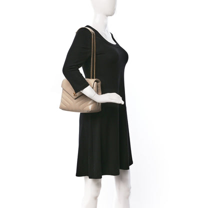 Saint Laurent Calfskin Y Quilted Monogram Small Loulou Chain Satchel Dark Beige 2 of 9