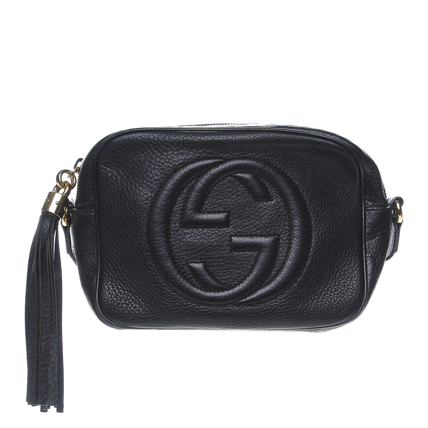 Pebbled Calfskin Small Soho Disco Bag Black
