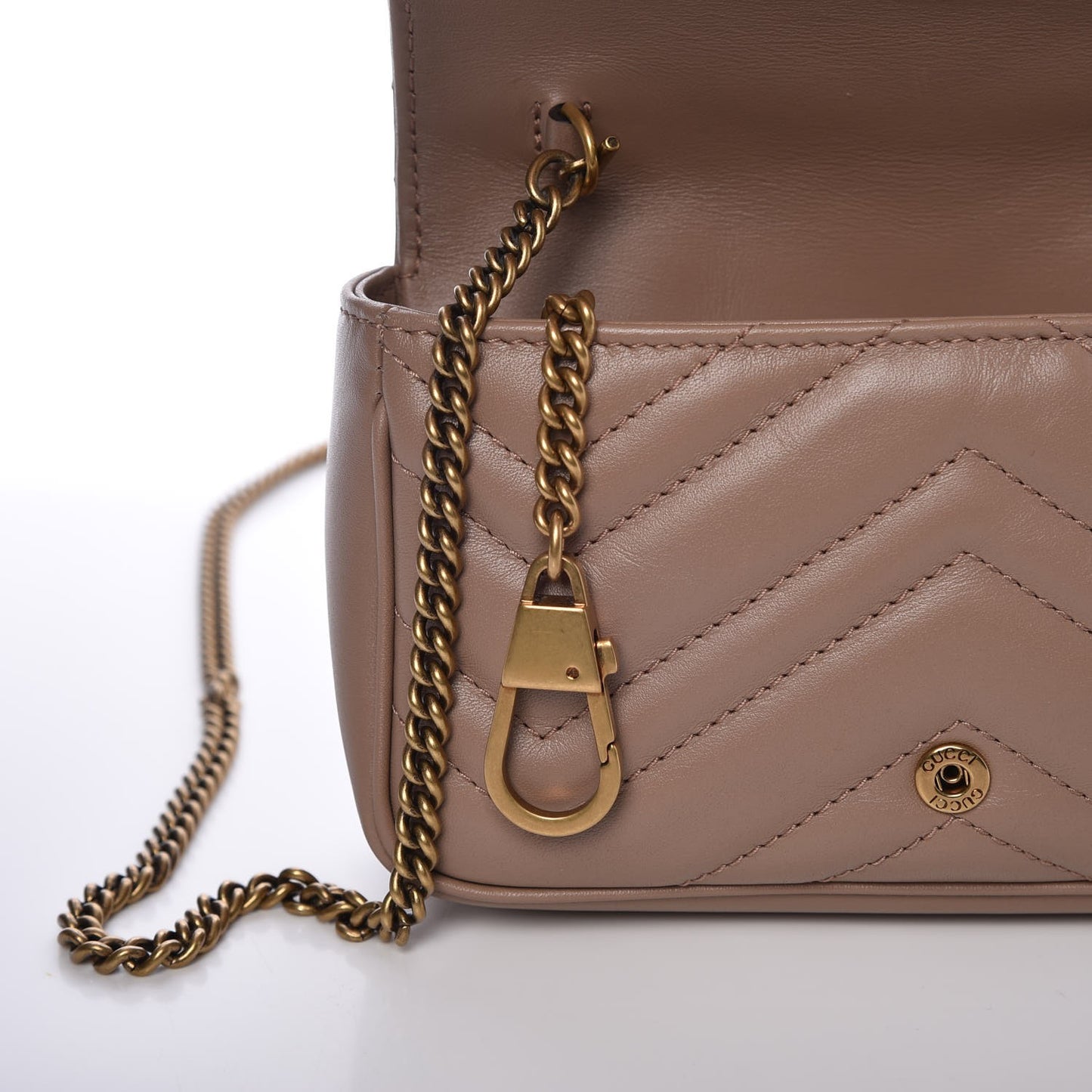Calfskin Matelasse Super Mini GG Marmont Shoulder Bag Porcelain Rose