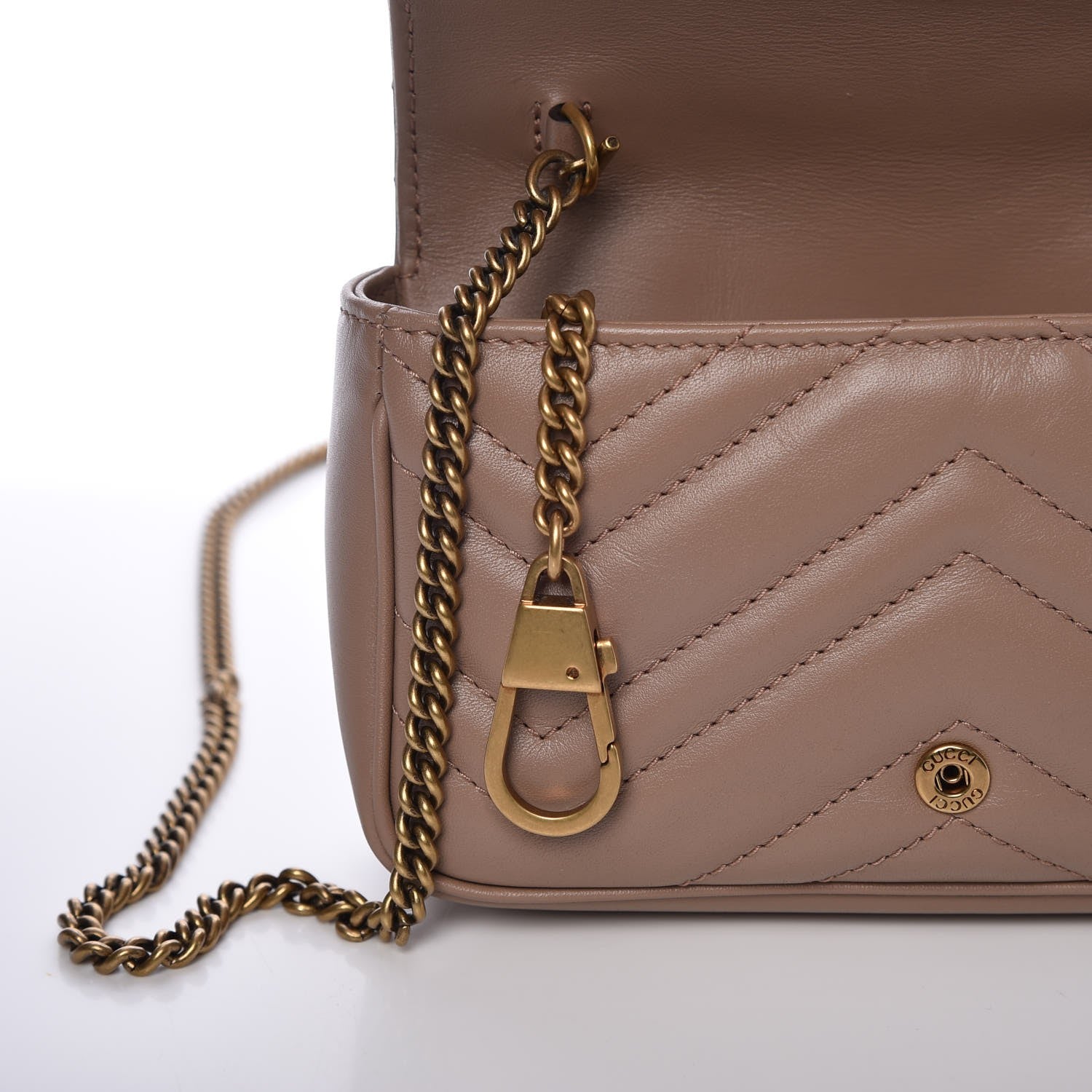 Gucci Calfskin Matelasse Super Mini GG Marmont Shoulder Bag Porcelain Rose 8 of 8