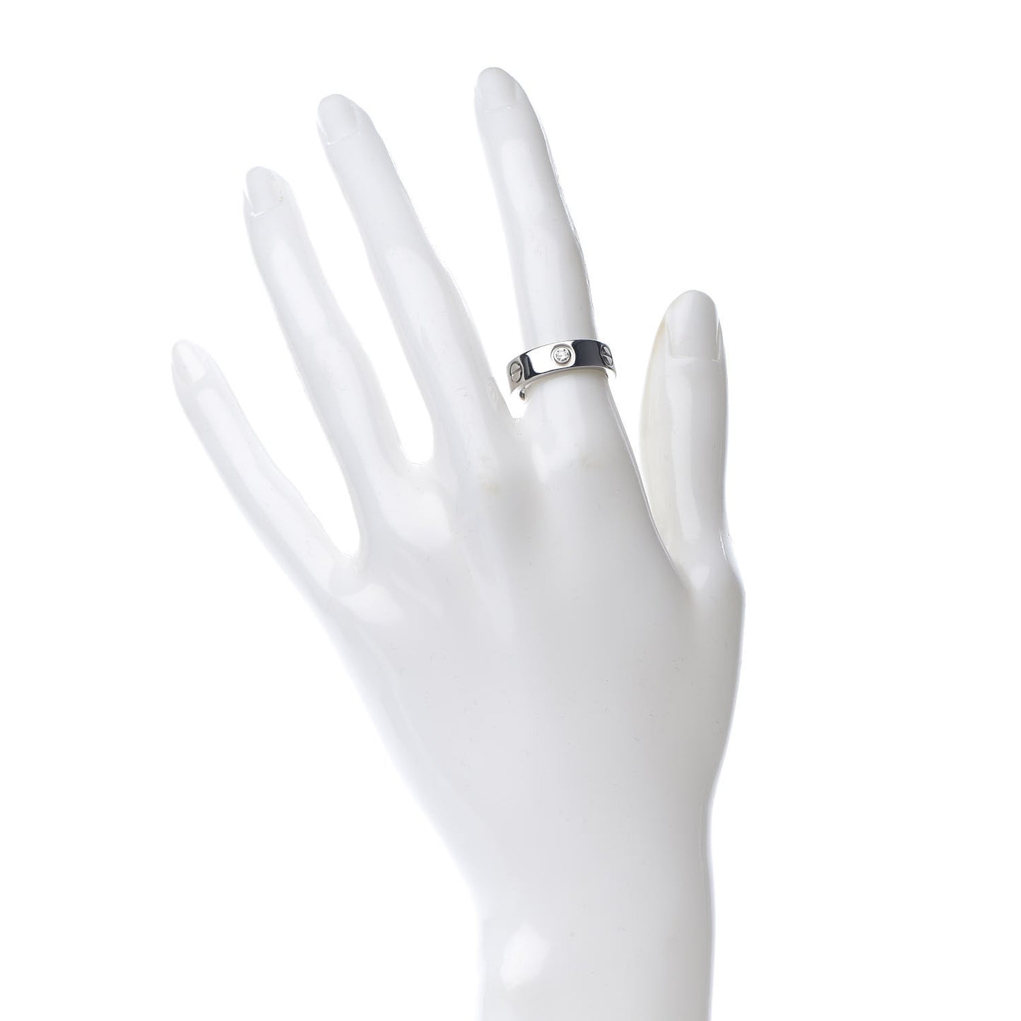 18K White Gold 3 Diamond 5.5mm LOVE Ring 51 5.75