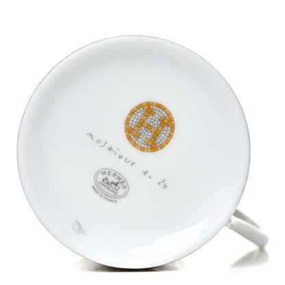Hermes Porcelain Mosaique Au 24 Gold Coffee Cup and Saucer Set of 2 4 of 8