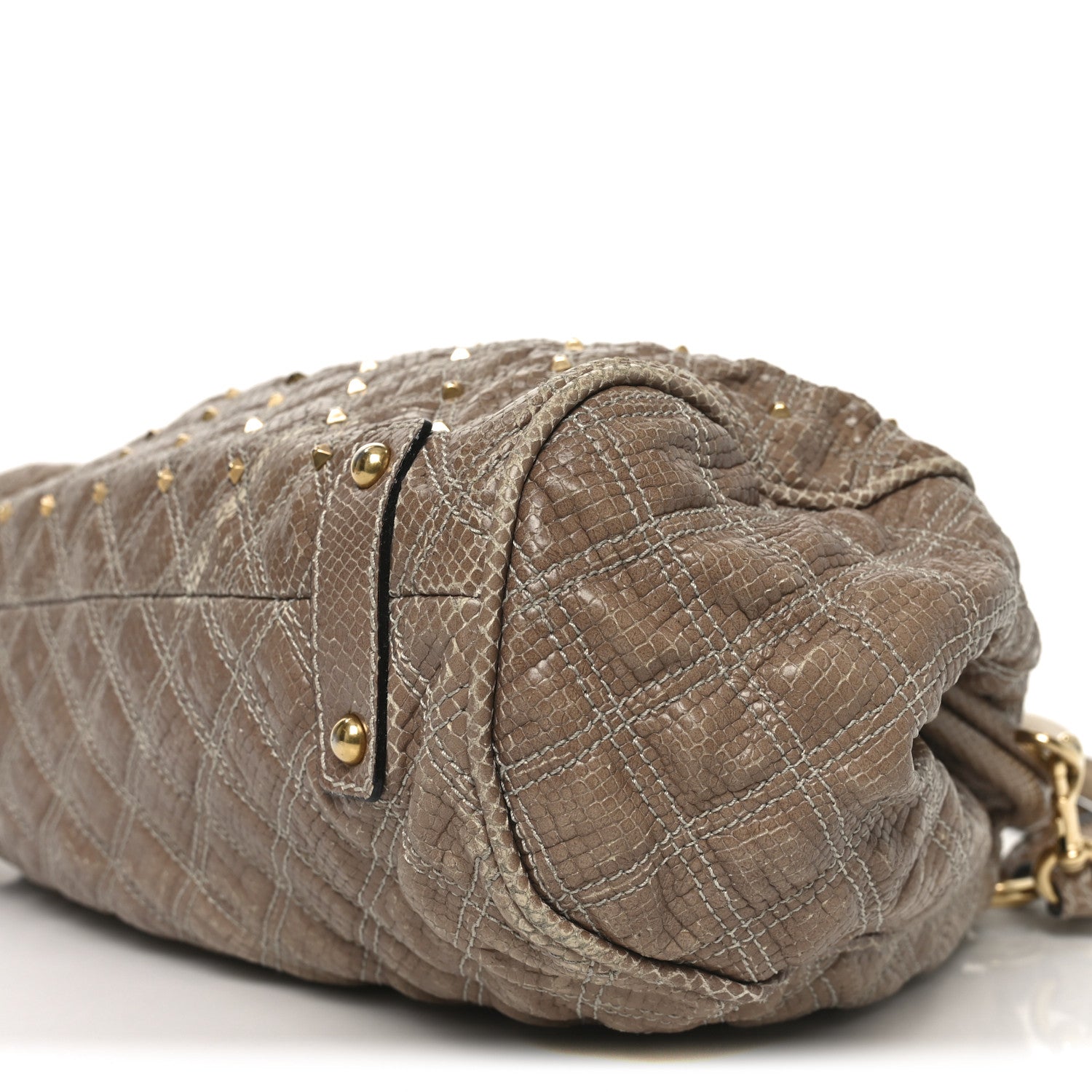 Marc Jacobs Snakeskin Embossed Calfskin Quilted Studded Beige 9 of 9