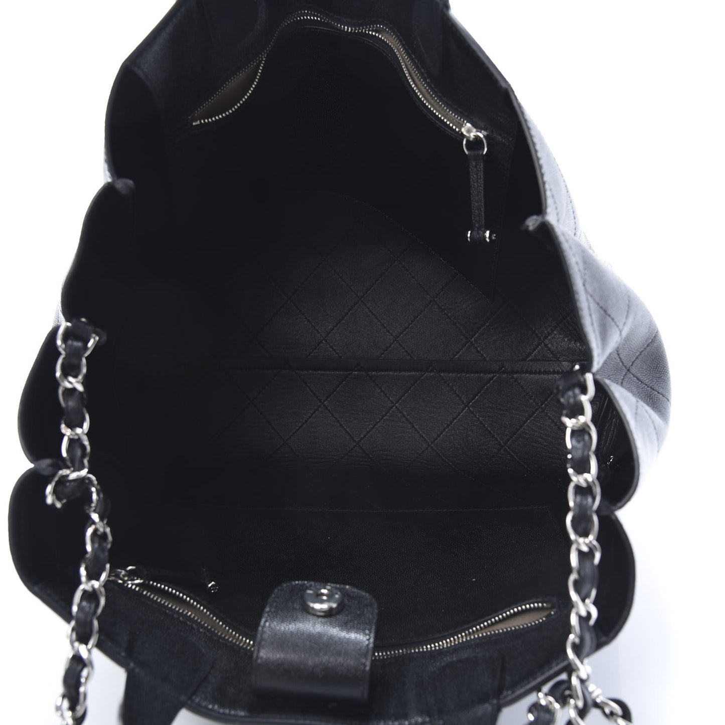 Caviar Stitched Large Shopping Tote Black