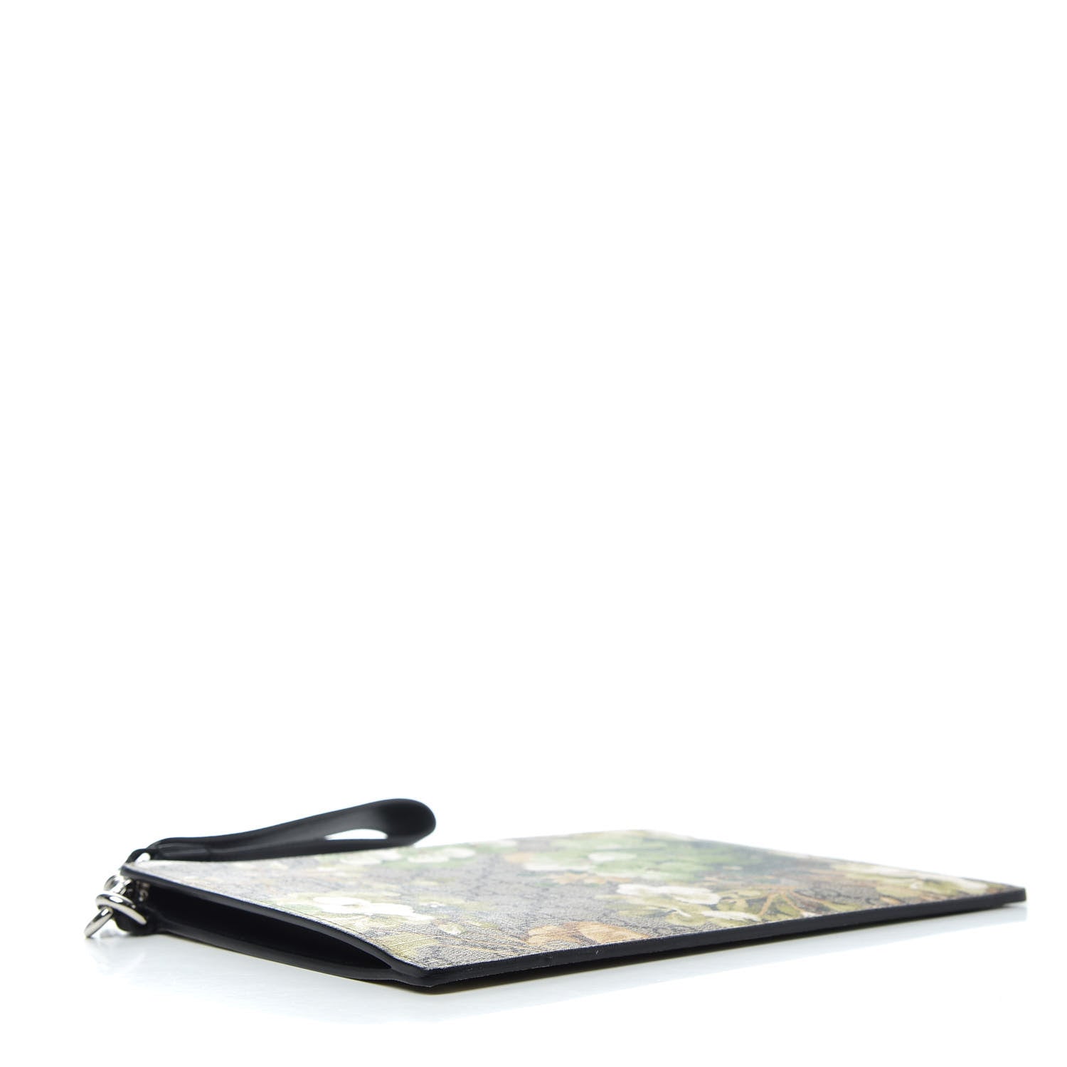 Gucci GG Supreme Monogram Blooms Small Zip Wristlet Pouch Beige New Military Black 4 of 6
