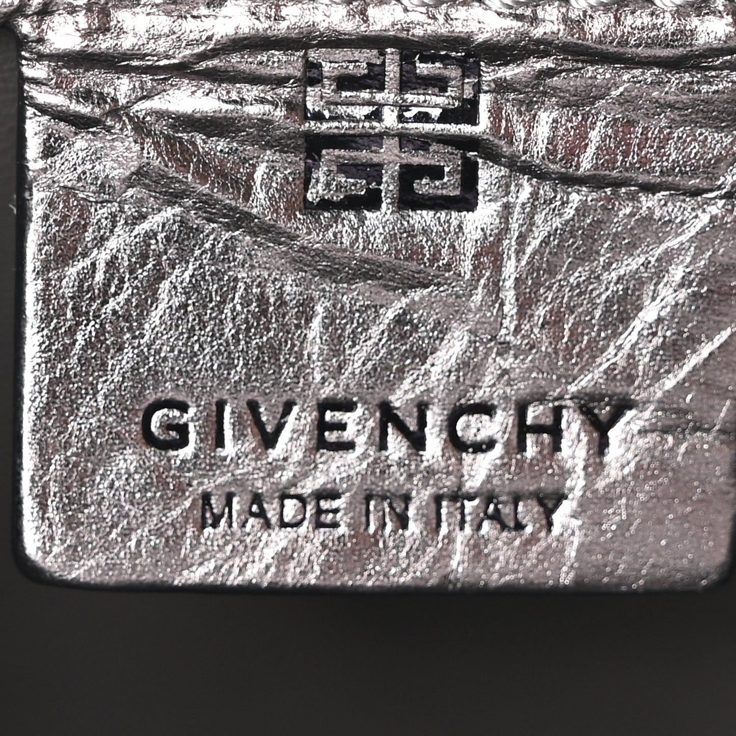 Laminated Lambskin Micro Shark Lock Bucket Bag Silvery Grey