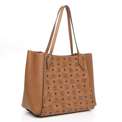 MCM Visetos Medium Yris Shopper Tote Cognac 3 of 9