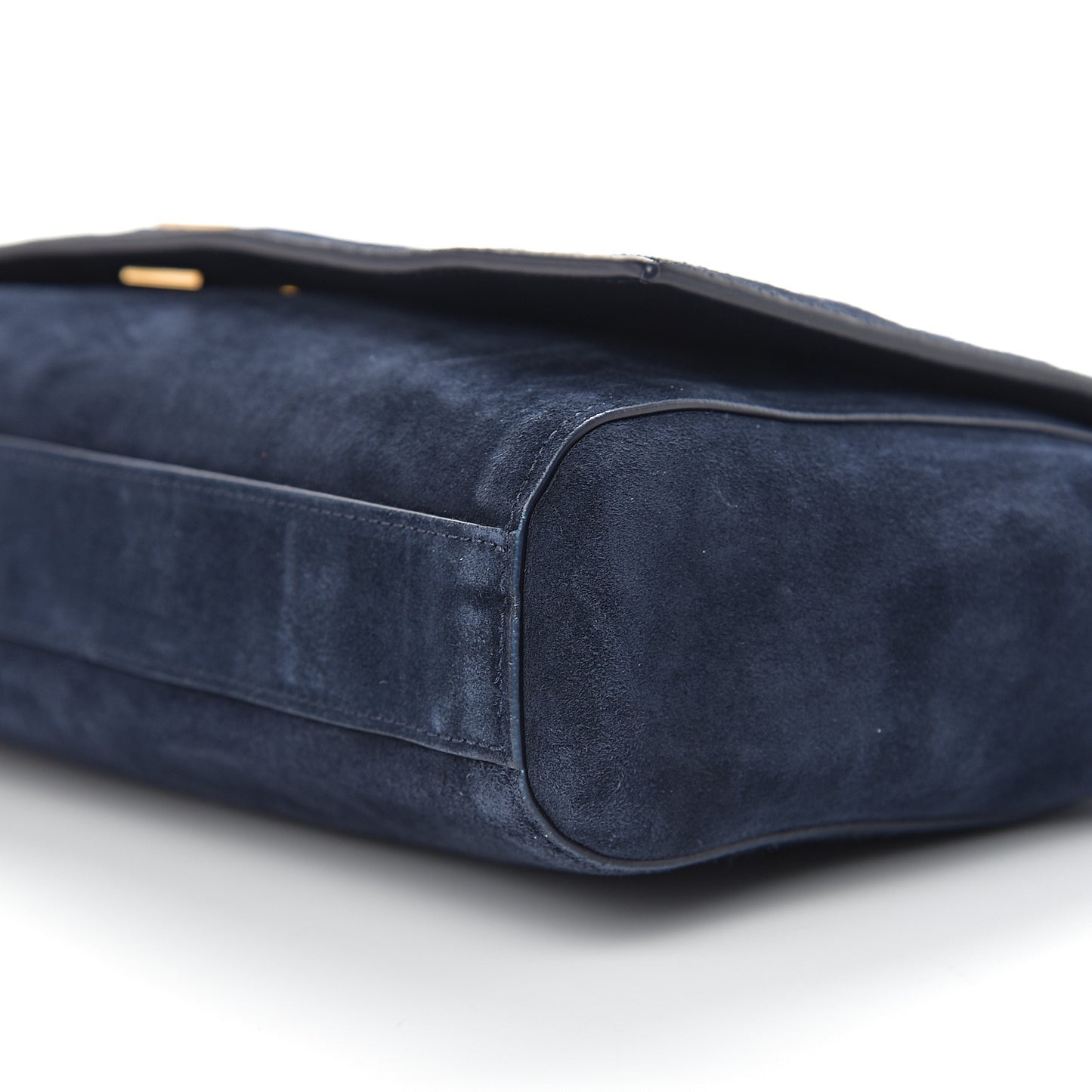 Smooth Calfskin Suede Medium Reversible Monogram Kate Satchel Navy