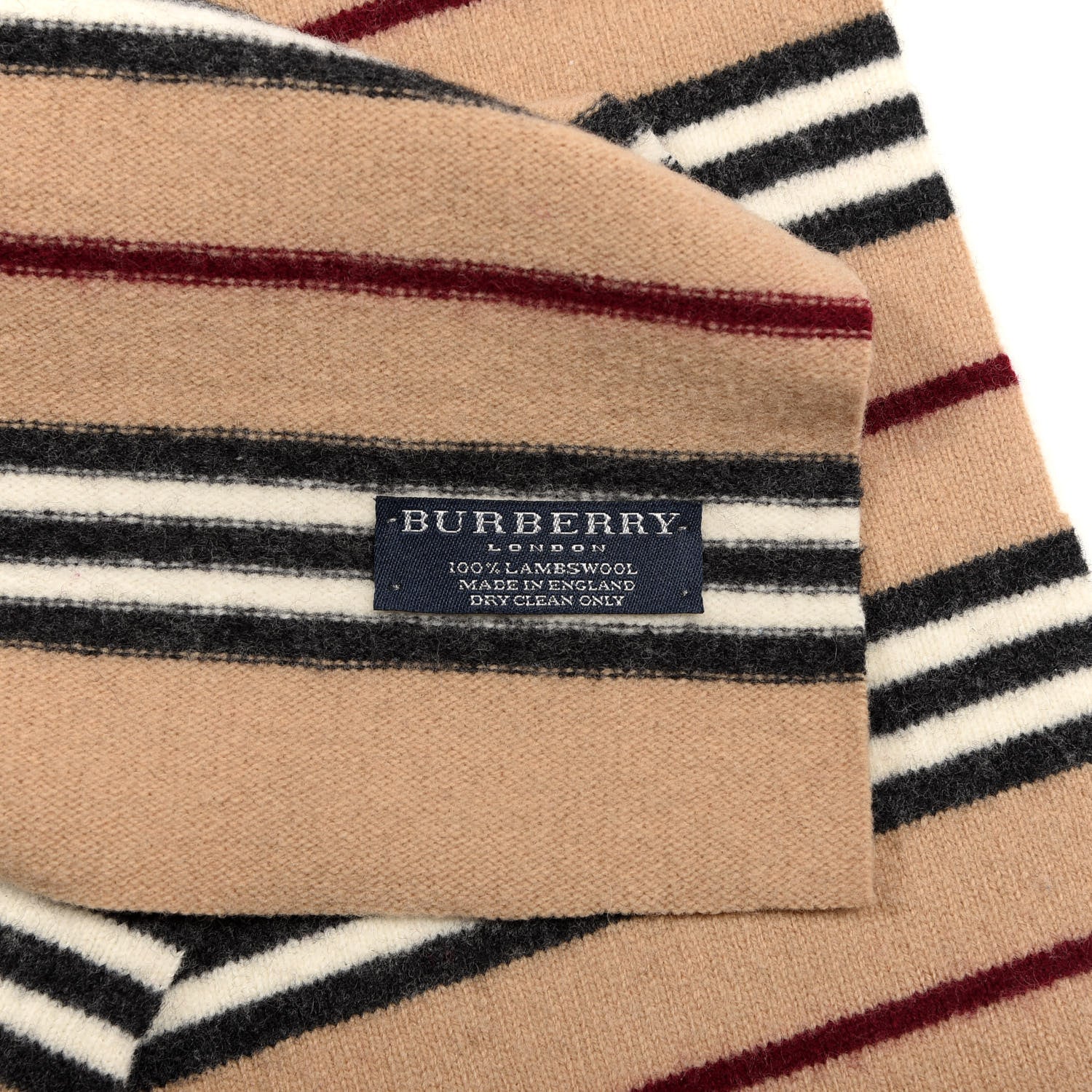 Burberry Lambswool Stripe Scarf Camel 3 of 3