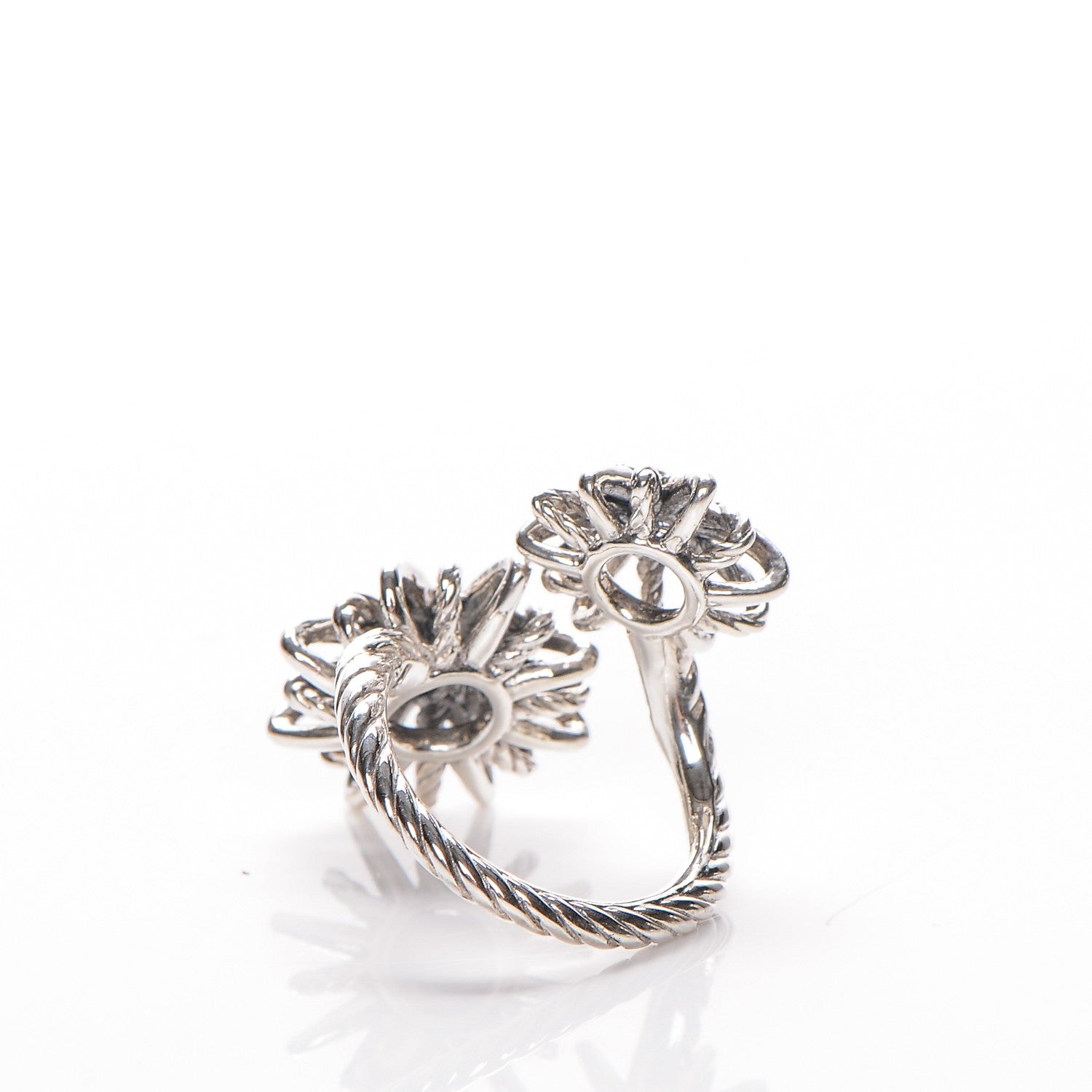 David Yurman Sterling Silver Diamond 28mm Open Starburst Ring 50 5.5 3 of 4