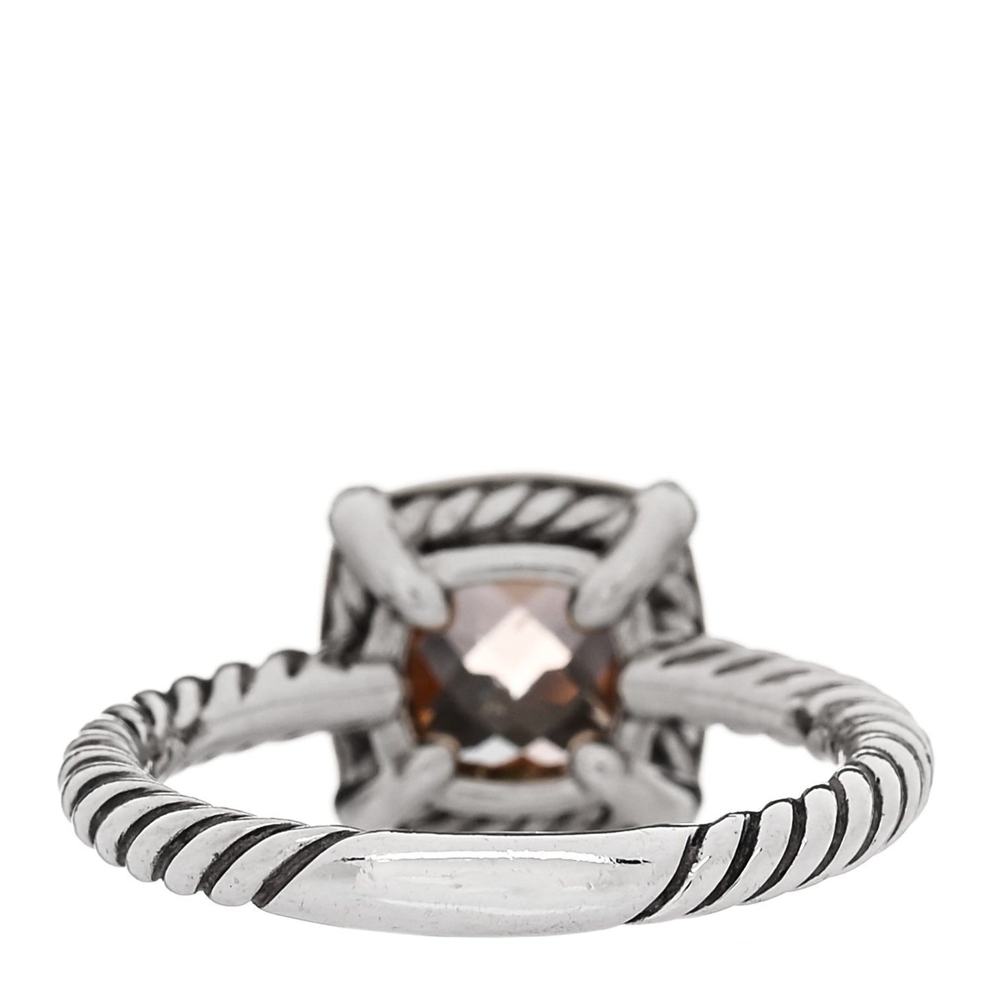 Sterling Silver 18K Yellow Gold Diamond Morganite 7mm Petite Chatelaine Ring 54 6.75