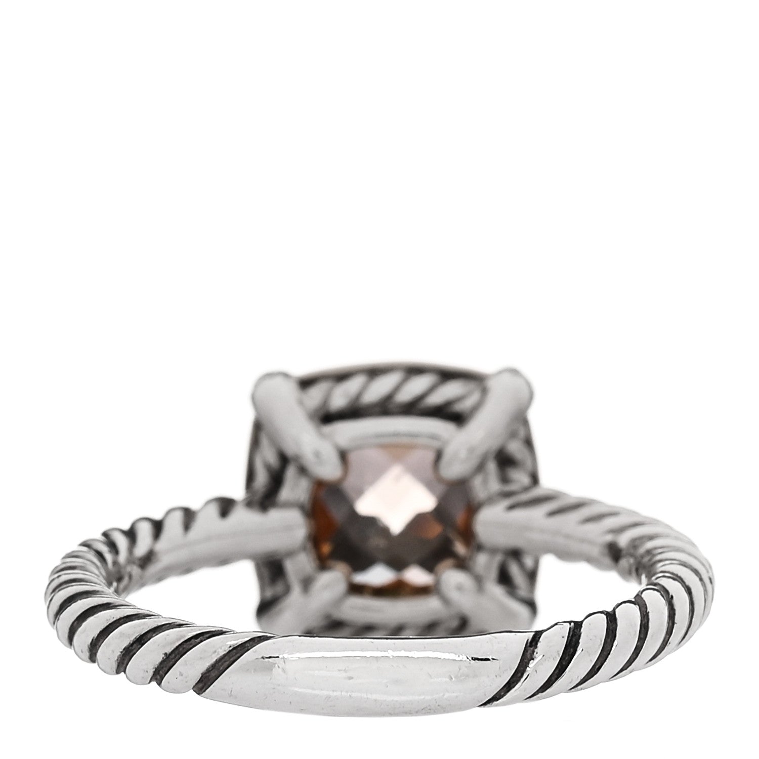 David Yurman Sterling Silver 18K Yellow Gold Diamond Morganite 7mm Petite Chatelaine Ring 54 6.75 4 of 5