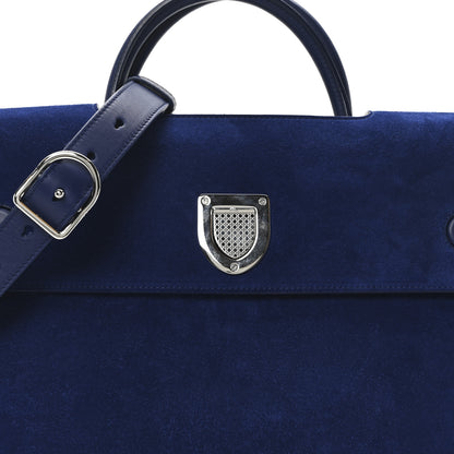 Christian Dior Suede Large Diorever Flap Navy 7 of 9