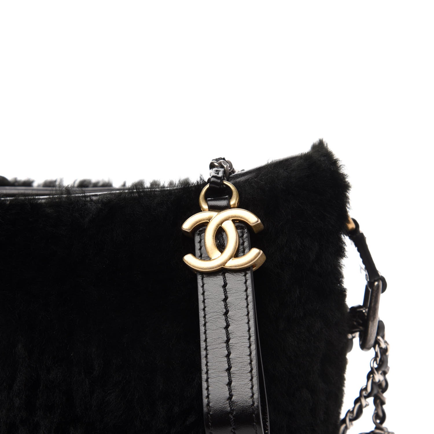 Chanel Shearling Small Gabrielle Hobo Black 10 of 10