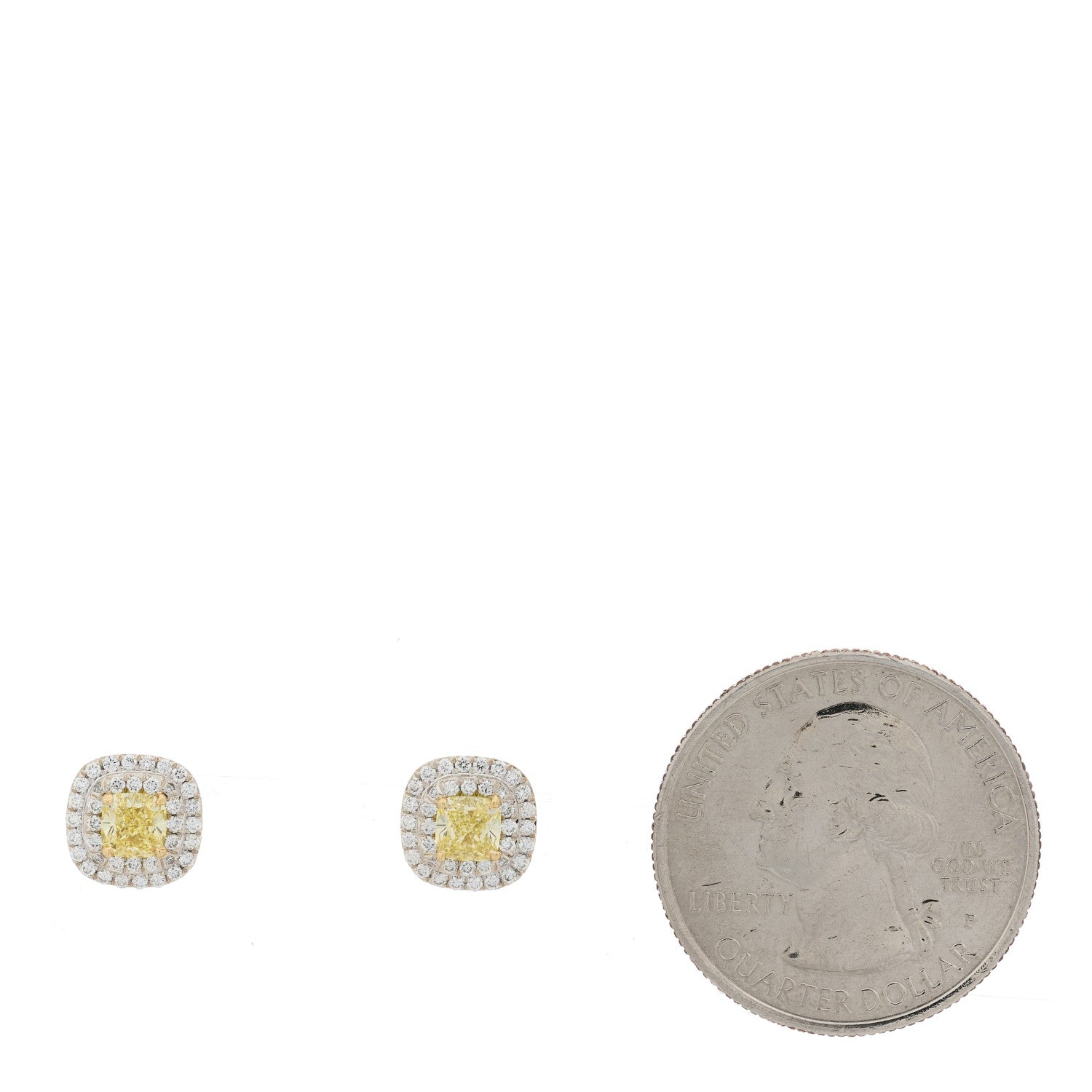 Tiffany Platinum Yellow Diamond .74ctw Cushion Soleste Earrings 2 of 4