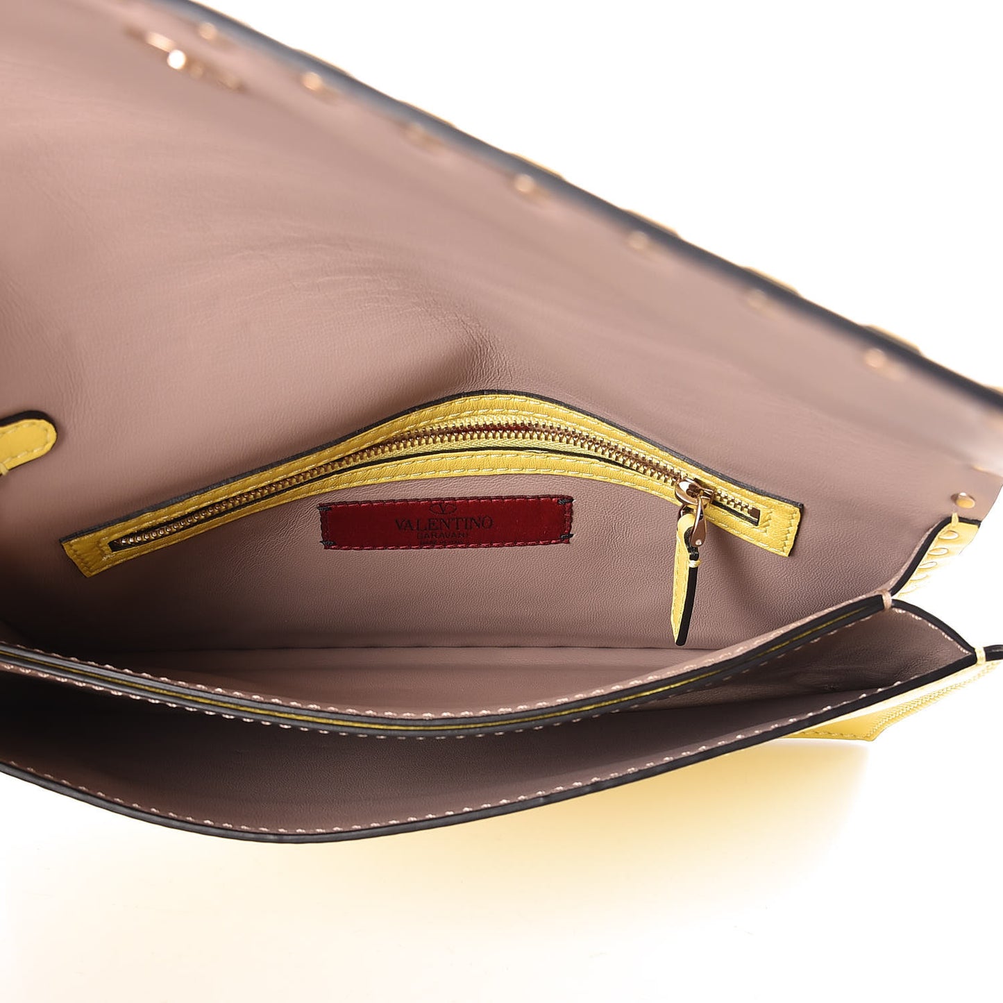 Nappa Rockstud Wristlet Clutch Naples Yellow