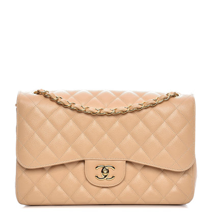 Chanel Caviar Quilted Jumbo Double Flap Beige Clair 1 of 8