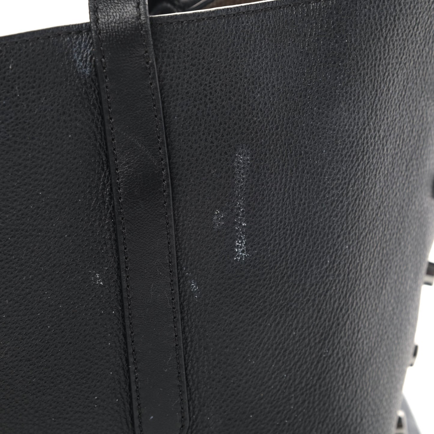 Calfskin Logo Embossed Twist East West Tote Navy Black