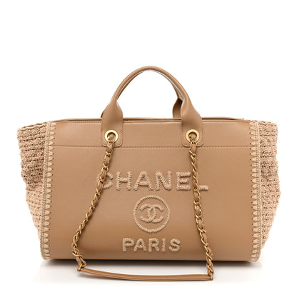 Chanel Calfskin Knit Medium Deauville Tote Beige 1 of 14
