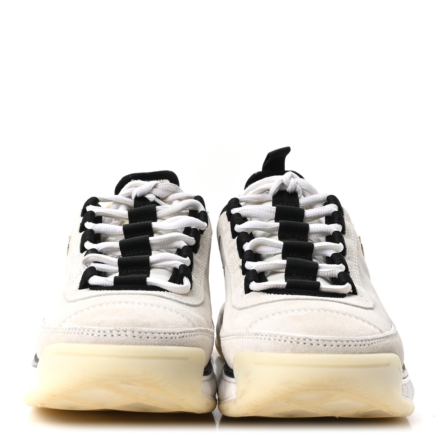 Suede Calfskin Nylon Grosgrain CC Sneakers 37 White