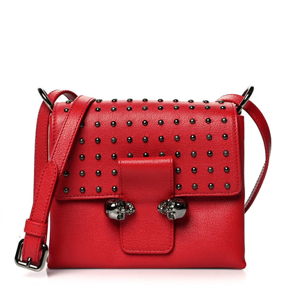 Alexander McQueen Calfskin Studded Small Twin Skull Chain Crossbody Red 1 of 11