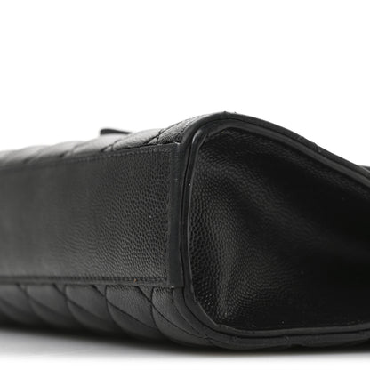 Saint Laurent Grain De Poudre Textured Mixed Matelasse Triquilt Medium Monogram Satchel Black 10 of 10