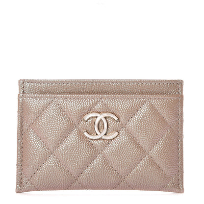 Chanel Iridescent Caviar Quilted Card Holder Beige 1 of 9