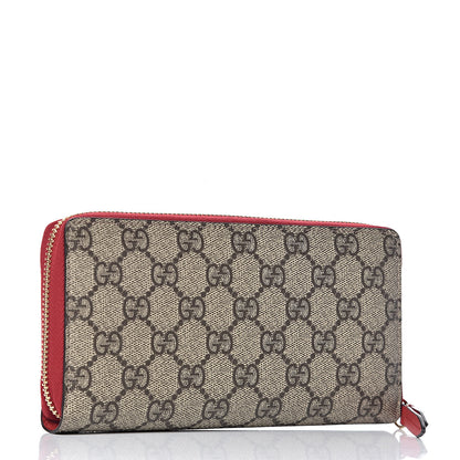 Gucci GG Supreme Monogram Kingsnake Heart Embroidered Zip Around Wallet Red 3 of 9