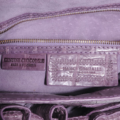 Nancy Gonzalez Crocodile Satchel Purple 6 of 7