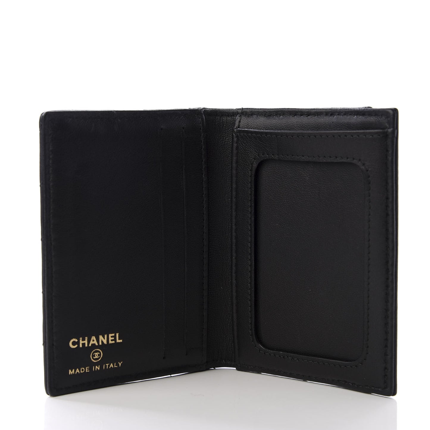 Sheepskin Chevron Card Holder Wallet Black
