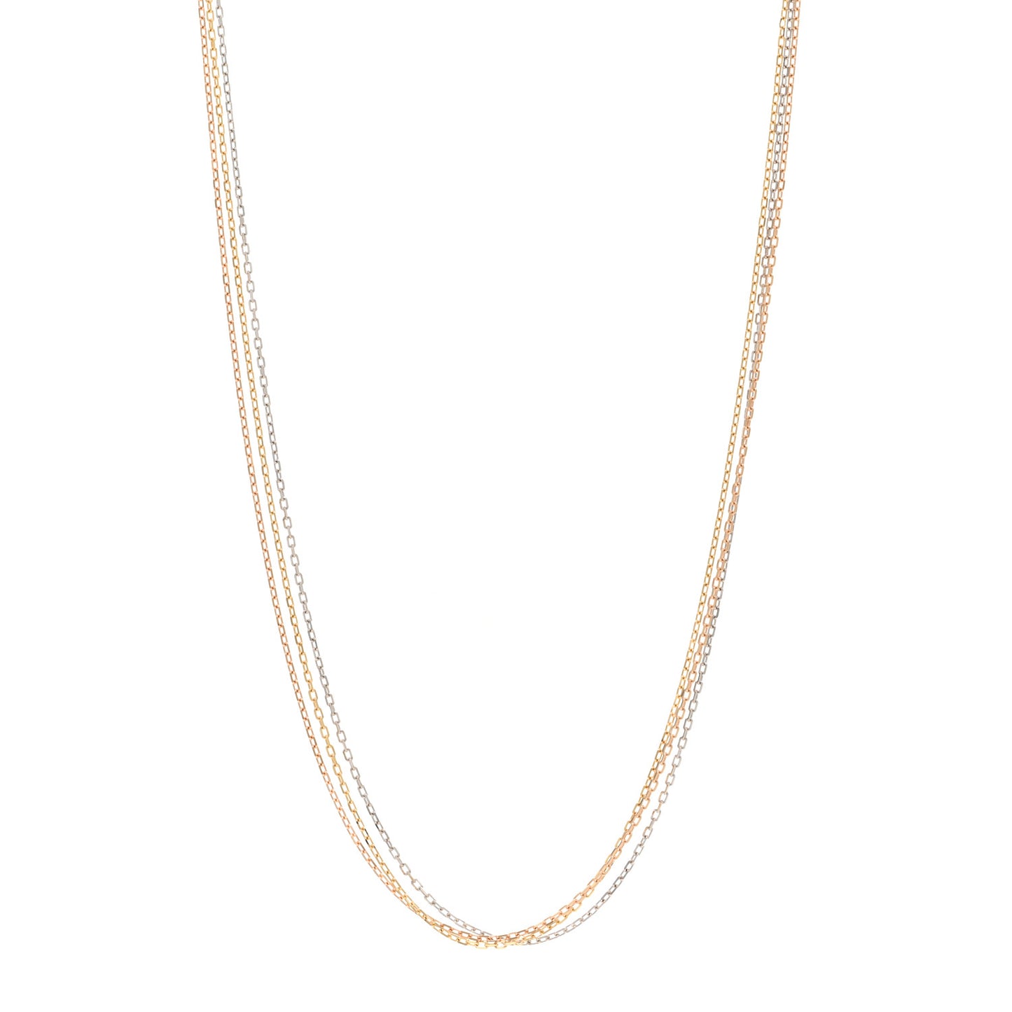 18K Pink Yellow White Gold Three Chain Necklace