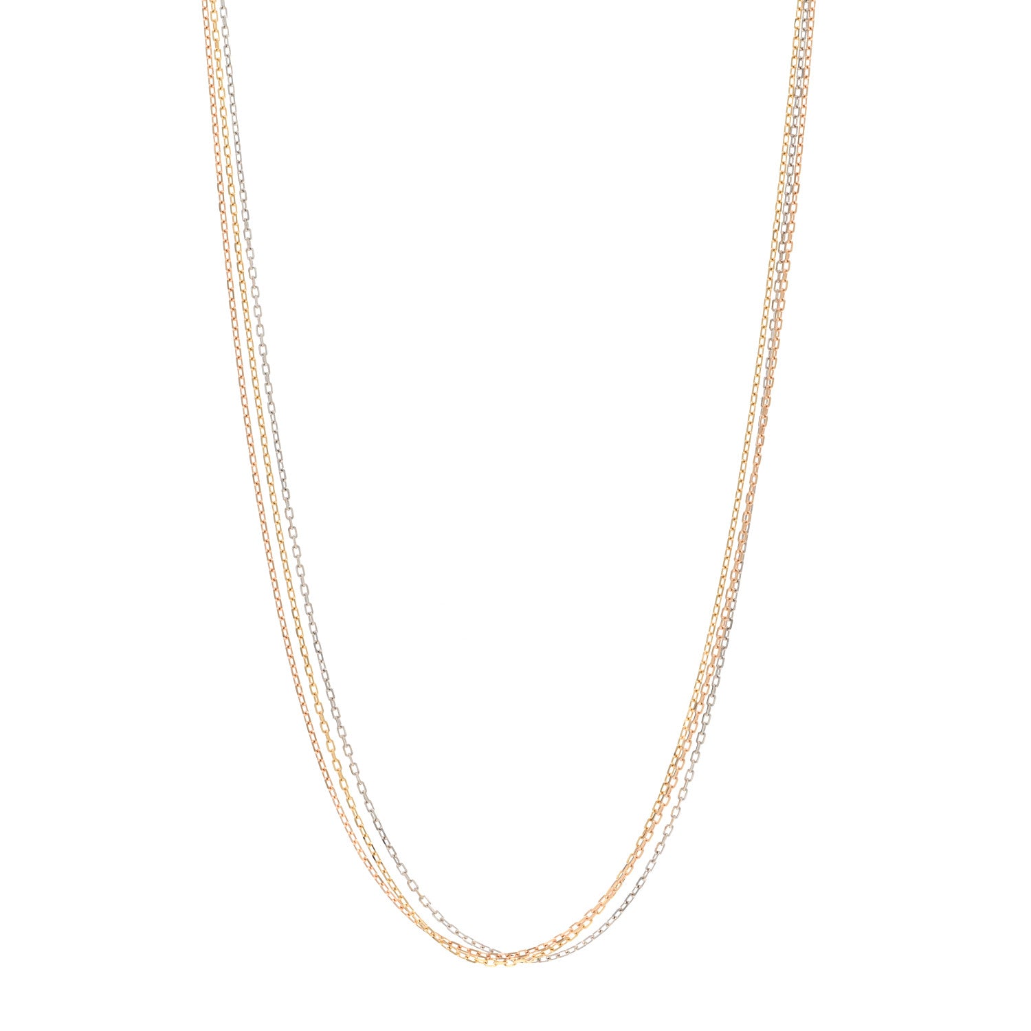 Cartier 18K Pink Yellow White Gold Three Chain Necklace 1 of 5