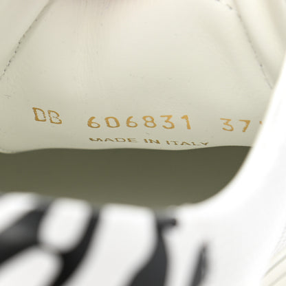 Saint Laurent Perforated Calfskin Zebra Print Andy Low Top Sneakers 37 37.5 White 8 of 9