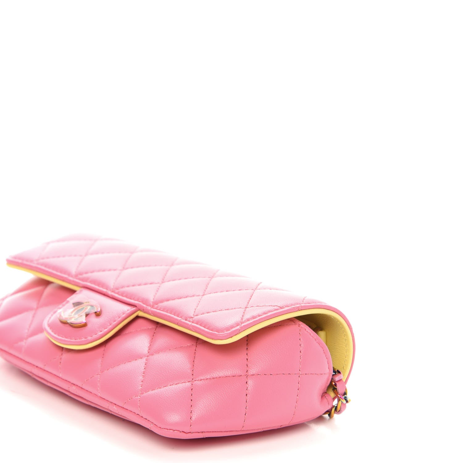 Chanel Lambskin Quilted Glasses Case With Chain Pink Yellow 10 of 12