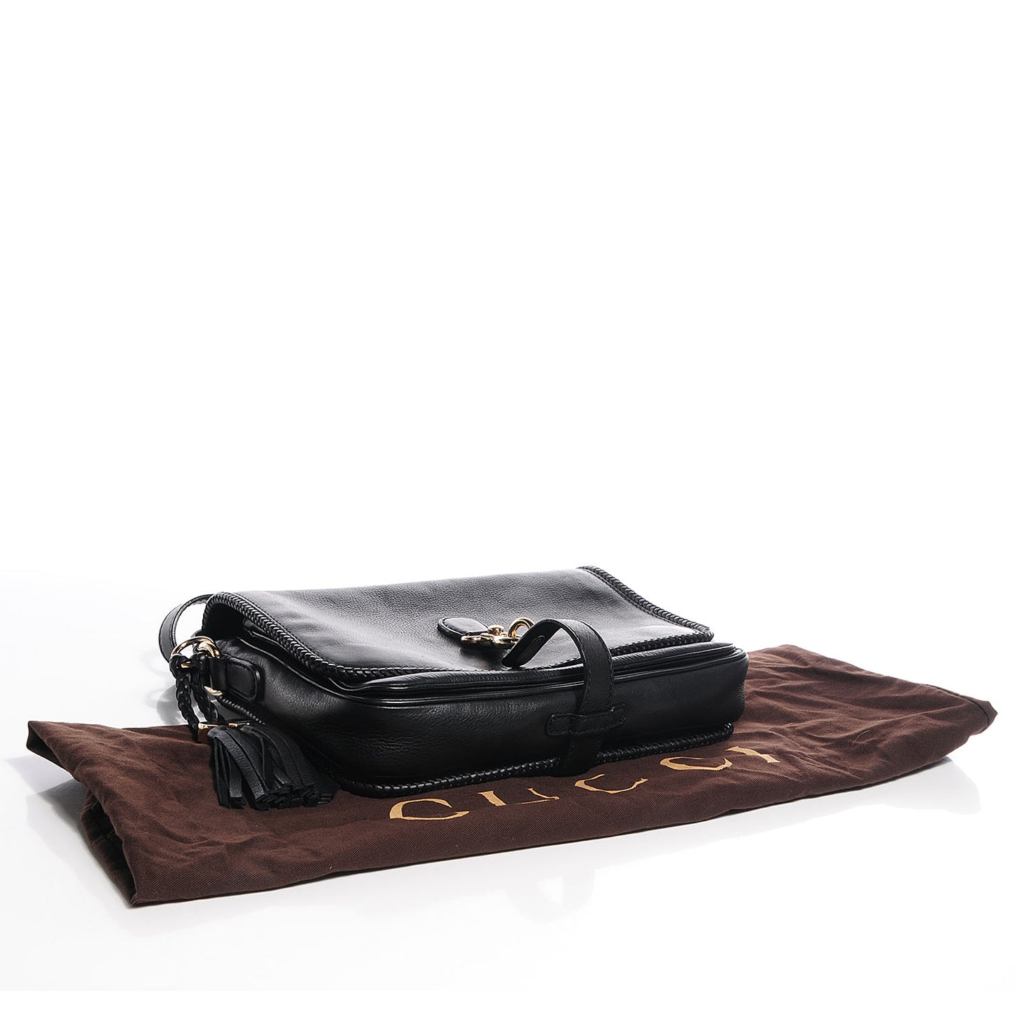 Grained Calfskin Medium Marrakech Flap Messenger Bag Black