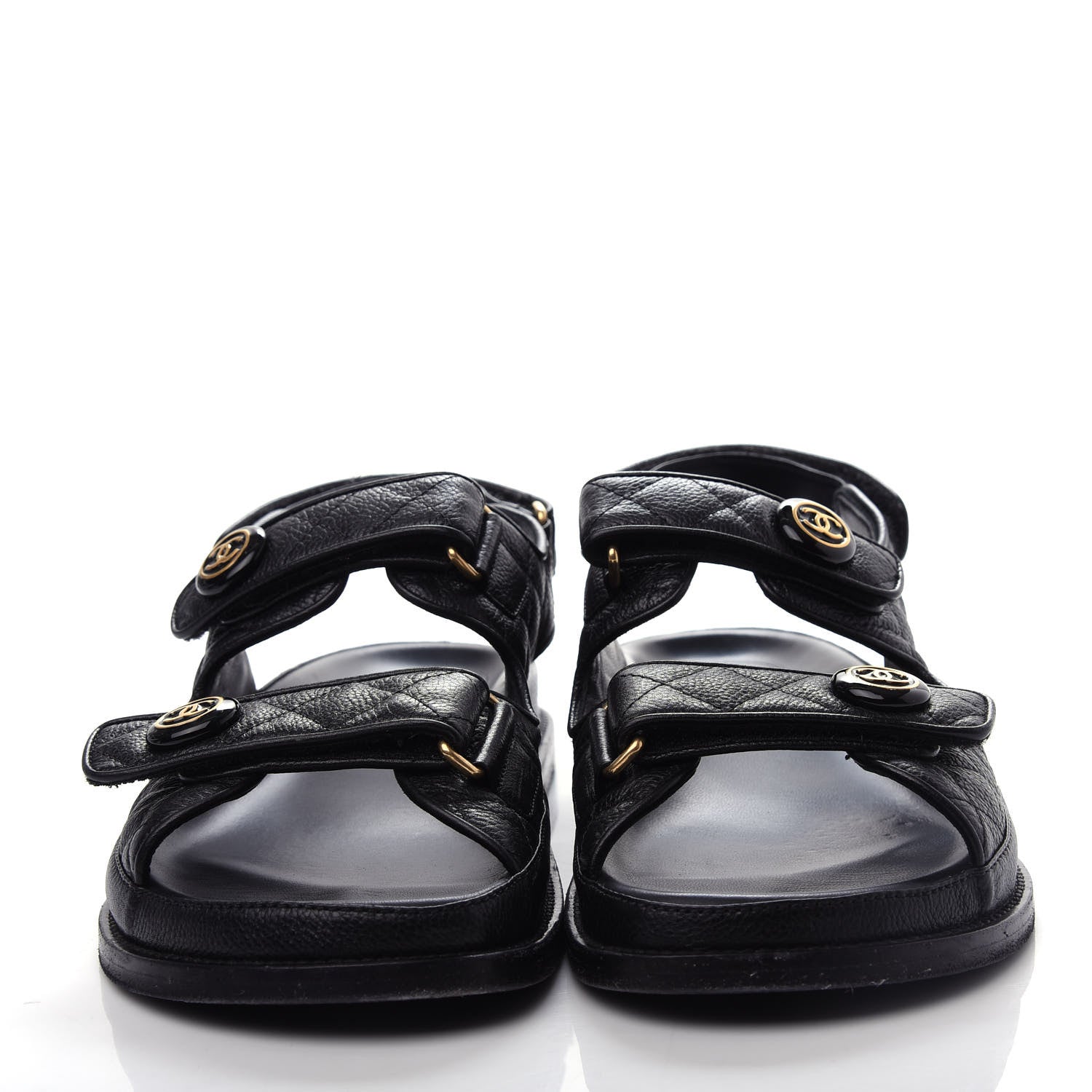 Chanel Grained Calfskin Velcro Dad Sandals 41 Black 5 of 11