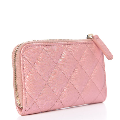 Chanel Iridescent Caviar Quilted Zipped Key Holder Case Rose Pink 3 of 8